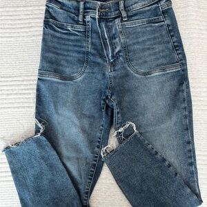 Express High-Rise Distressed Blue Jeans
